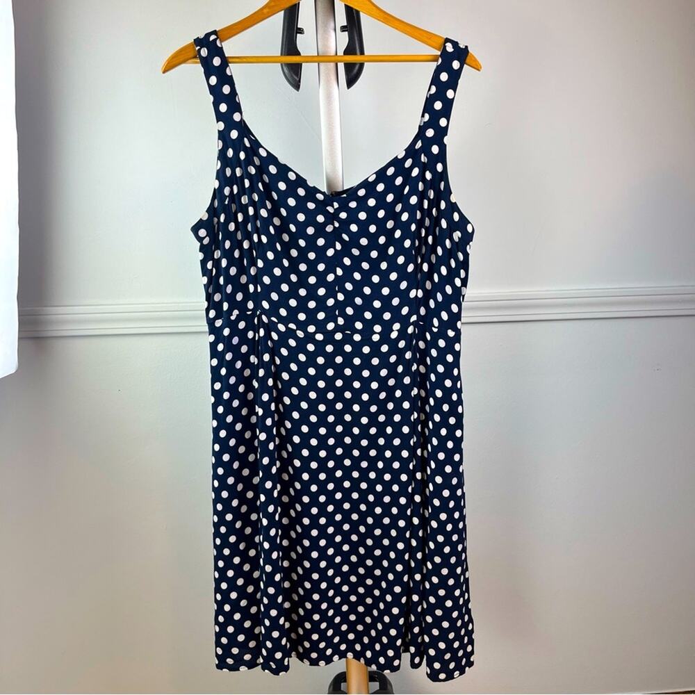 Modcloth Navy Blue Polka Dot Midi Dress